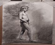 ~2hr figure sketch from life w/ charcoal from samoan from tacoma w