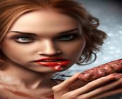 Bloody cock meat #femcan #dolcett #cannibal #aiart from femcan josspics