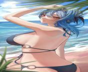 Hot Tsundere Waifu At Beach In A Bikini (Eula, Genshin Impact) from stephanie seymour hot bikini pics at beach jpg