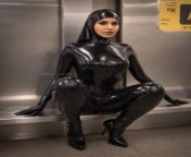 rocking a black latex hijab for a touch of subway glamour ? from black girl hijab