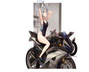 Swimsuit Shiroko with a Yamaha YZF-R6 (by JunP/Jun Project) from yamaha tzr 80rr