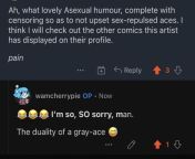 This is EXACTLY how I feel posting both ASXUAL SECX BAD comics AND HORNY SEXY KISSING PRETTY BOY AHEGO COMICS AT THE SAME TIME ON THE SAME PROFILE ?? from salwar secx