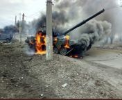 Rusian T-90 Main battle tank burning near Kharkov from battle spirits burning soul 45