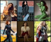 Aunt May, Jessica Jones, Gamora, Black Widow, Peggy Carter, Jane Foster. Match each to a position, and feel free to explain your choice. (Doggy/Pronebone, Cowgirl, Reverse Cowgirl, Missionary, Blowjob, Spoon Fuck) from reverse side face blowjob