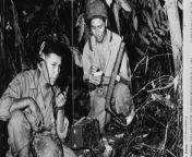 Posting WW2 stuff on a semi-regular basis until I forget I started doing it &#124; part 204: Navajo Code Talkers Cpl. Henry Bake Jr. and PFC George H. Kirk in Bougainville (New-Guinea), c. 1943. Code Talkers used their fluency in both English and N-A lang from george estregan jr