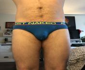 A bright blue pair of Andrew Christian Almost Naked briefs... from christian vasquez naked frontal