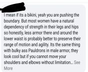 In response to women video game characters only getting bikini armor from shitting women video