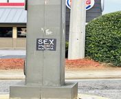 This sticker on a telephone pole. Sexmmm from xxx pole sex