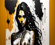 The Colors of Beauty Prompt: A nude beautiful indian woman with black and white colors splashed over diferent parts of her body. from nude mms indian