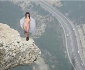 Girl nude under bathrobe flashing from a dangerous cliff from jpg girl nude