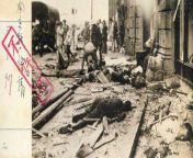 Chinese civilians killed by Japanese bombing on Nanjing Road, Shanghai, China, Aug 1937; note Japanese censor&#39;s disallow stamp. from japanese kidnaping