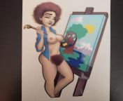 Ridiculous Bob Ross tribute pinup sticker I made...it made me giigle...NSFW from porn muslim sticker