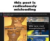 Not only does that tag not mean what you think it does, this post also assumes that everyone using e621 is a furry, and also doesn&#39;t take into account the fact that e621 has 3.4 million posts total. PLEASE be careful before spreading misleading info l from jpg4 info l
