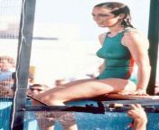 Catherine Bach in the dunk tank on Battle of the Network Stars, 1970s from moms bach
