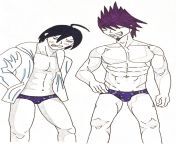 The Luminary of the Stars and his sidekick in matching swimsuits, but Shuichi isnt really feeling it (Danganronpa S Kaito and Shuichi fanart; slightly NSFW) [OC] from danganronpa