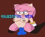Amy Rose riding a dildo modeled after her crush (Lustful_Ven) from stuntman lopez rouge and amy rose futa