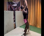 Strong African girl lift and carry from african overhead lift