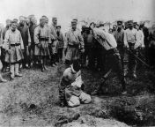 Moment before an Imperial Japanese officer beheads a suspected spy. 1905, Russo-Japanese war. from japanese son forceed