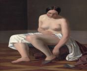 Hans Jrgen Hammer - A female Nude putting on her Slippers; Model study. Mrs. Hack (1843) from hans zimmer gortoz a ran j39attends