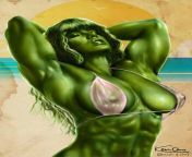 She-Hulk at Muscle Beach by me artbykevinchua.com from she hulk muscle growth gacha