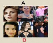 Scarlett Johansson/Hayley Atwell:rough face fuck and cum in her throat,(2)handjob and titjob,cum all over her clothes,(3)double anal and cum in her shithole,: Which option you choose? from alisia mayer fuck and cum