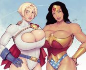 Power Girl &amp; Wonder Woman Breast To Breast (Devilhs) [DC] from man sucks woman breast