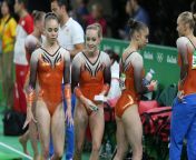 Dutch gymnasts Eythora Thorsdottir, Celine van Gerner, Vera van Pol, Lieke Wevers from van gu