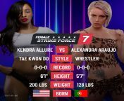 ? Round 1 Bout 4: Kendra Allure (0-0) vs. Alexandra Araujo (0-0) ?? from kendra allure lift carry