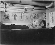 Sailor Peter Grabnickas reading The Stray Lamb (1929) by Thorne Smith in his pinup-decorated bunk aboard USS Capelin (SS-289) at Naval Submarine Base New London in Groton, Connecticut. from rs base kaxy sex in jungal