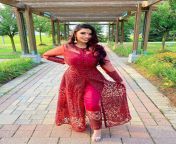 Curvy Desi Canadian Beauty in Red Ethnic Dress from bhahi in red uncut dress