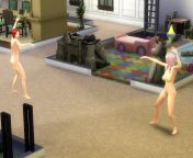 two gal pals duelling in the nude, five feet apart &#39;cause they&#39;re not gay from sims4 gay