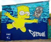 Simpsons/Nirvana parody mural/street art from thomas parody adventure