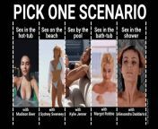 pick one scenario - sex in the hottub with Madison Beer / sex on the beach with Sydney Sweeney / sex by the pool with Kylie Jenner / sex in the bathtub with Margot Robbie / sex in the shower with Alexandra Daddario from kylie padilla sex scene
