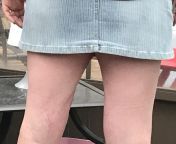 Wife in mini skirt no panties from shopping in mini skirt without panties