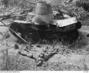 One of six Japanese Ha-Go tanks destroyed by an Australian OQF 2-pounder anti-tank gun in the Battle of Muar. The escaping tank crew were killed by infantry. Muar was the last major battle of the Malayan Campaign taking place from 1422 January 1942 nearfrom budak muar