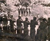 Italian soldiers shooting Slovenian hostages from village Dane in Loka dolina. Names of victims: Franc nidari?, Janez Kranjc, Franc kerbec, Feliks nidari? in Edvard kerbec (31 July 1942) from xxx in karina ka