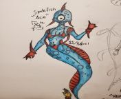 A mermaid inspired by the Spadefish from the game subnautica I call Ace, by me, 11/5/2021 from hot boudi fb call recording by me full boobs popping