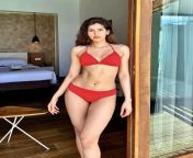 Sakshi Malik navel in red bikini. from lavis malik