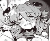LF Mono Source: 1girl, 1other, blood, blush, breast grab, clenched teeth, close-up, closed eyes, drooling, eyebrows visible through hair, face, frown, furrowed brow, grabbing another&#39;s breasts, grabbing from behind, groping, horns, light hair, long ha from lolibooru 170673 clothed female nude male eyebrows visible through hair half closed eyes jpg