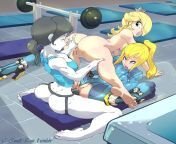 Wii Fit Trainer is giving Princess Rosalina and Samus Aran a private lesson (C-Smut-Run) [Wii Fit, Super Mario Bros., Metroid] from crying baby emoji meme super wii bros