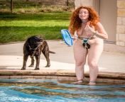 Dee Luvbight cleaning the pool in belt and chains, August 2008. from semi pool in nude and