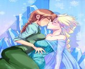 Elsa sat on and kissed by Anna [Frozen] (melisaongmiqin) from elsa anna frozen sex lesbian