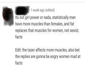 Men have more muscles than women and women have fat instead of those muscles. (On a video of a woman taking a taser for military training) from bangla bobs garl xxximal and women sxi video