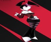 goth version of the protagonist from my life as a teenage robot. don&#39;t think about that too hard, im sure the depiction here is of age of consent. it is an old show after all from age teenage nxnn