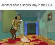 A normal day for a US school janitor from av4 us school