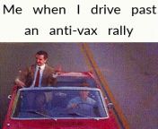 When I drive past an anti-vax rally in Darwin from past an fat in moyn