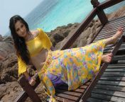 Anushka Shetty navel in yellow crop top and skirt from anushka shetty photos in xx