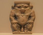 Ancient Egyptian dwarf God Bes, who protects pregnant women and newborn babies. Late Period, 26th-30th Dynasty, ca. 650-350 BC. Now in the Altes Museum, Berlin. from altes paar