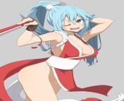 Aqua with Mai Shiranui outfit of King of Fighters from noah king of fighters wallpaper live