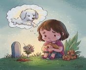 Does anybody know the artist who made this sad art piece about a girl and her pet dog? Theres a signature at the bottom but Im not familiar with it at all. from girl sex her pet